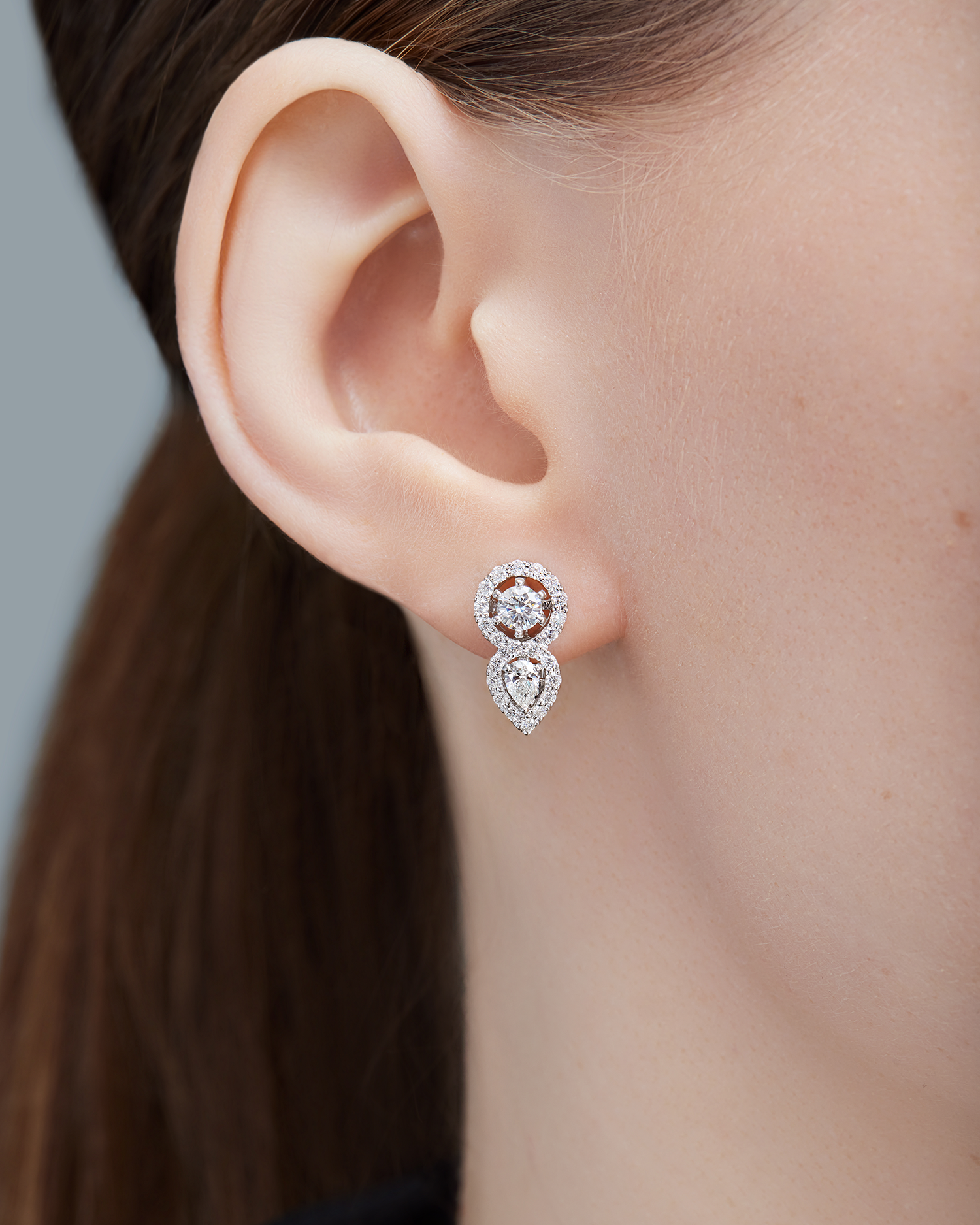 Серьги с бриллиантами, белое золото