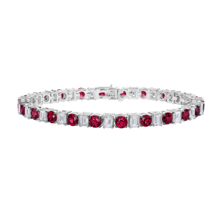 Браслет с рубинами и бриллиантами, белое золото 1