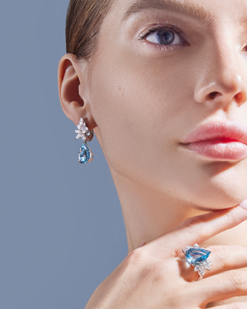 Серьги с аквамаринами и бриллиантами, белое золото 3