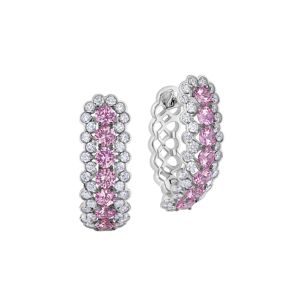 Серьги с розовыми сапфирами и бриллиантами, белое золото 1