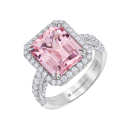 Кольцо с морганитом и бриллиантами, белое золото 1