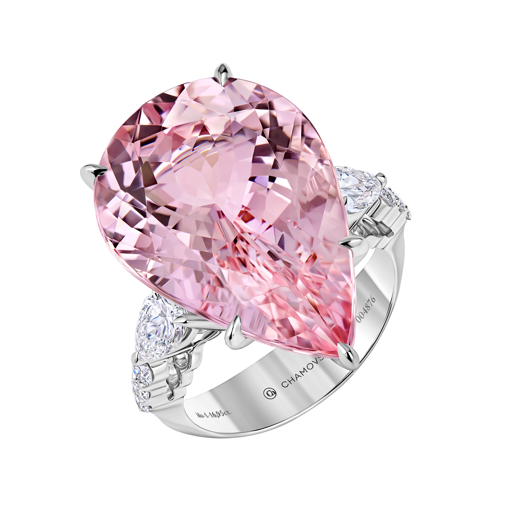 Кольцо с морганитом и бриллиантами, белое золото