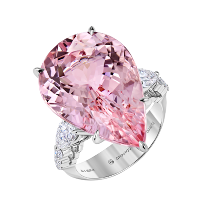 Кольцо с морганитом и бриллиантами, белое золото 1