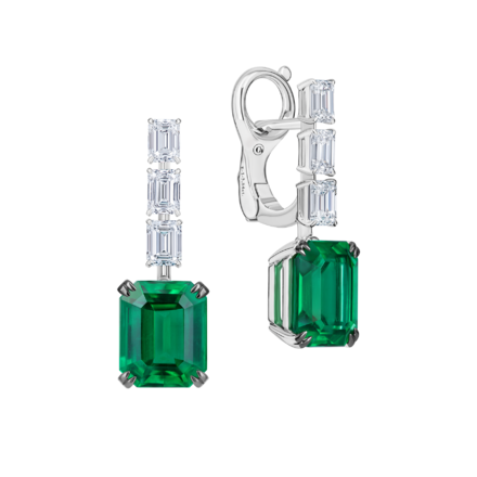 Серьги с изумрудами и бриллиантами, белое золото 1