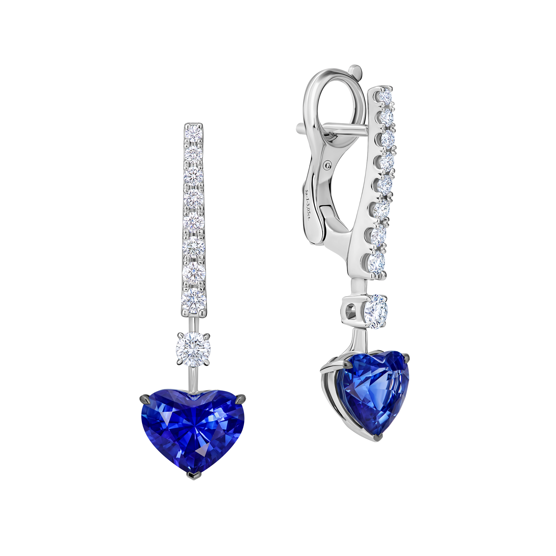 Серьги с сапфирами и бриллиантами, белое золото