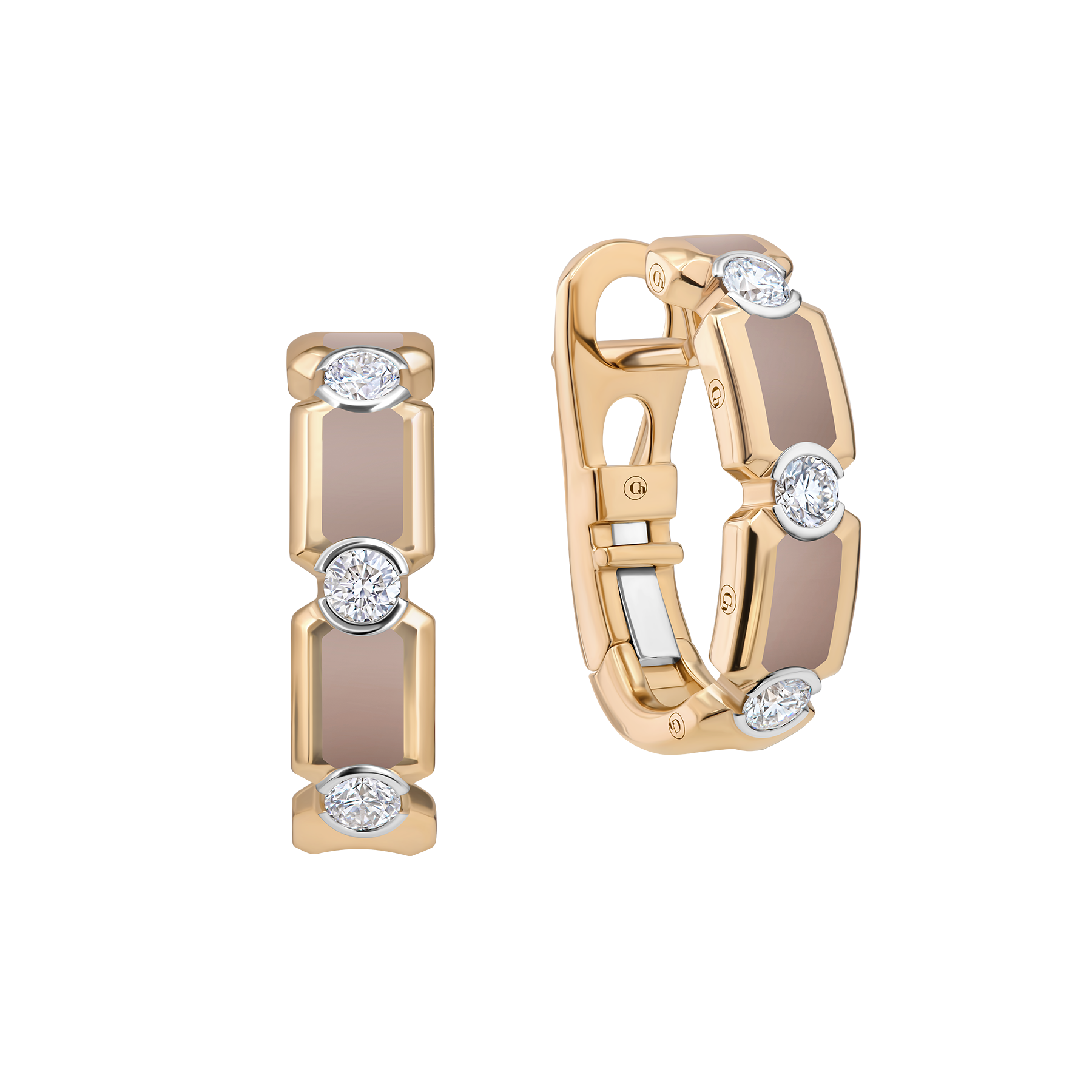 Серьги с бриллиантами, розовое золото, н.керамика