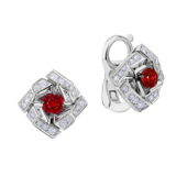Серьги с рубинами и бриллиантами, белое золото