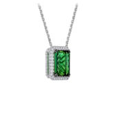 Колье с турмалином верделитом и бриллиантами, белое золото.