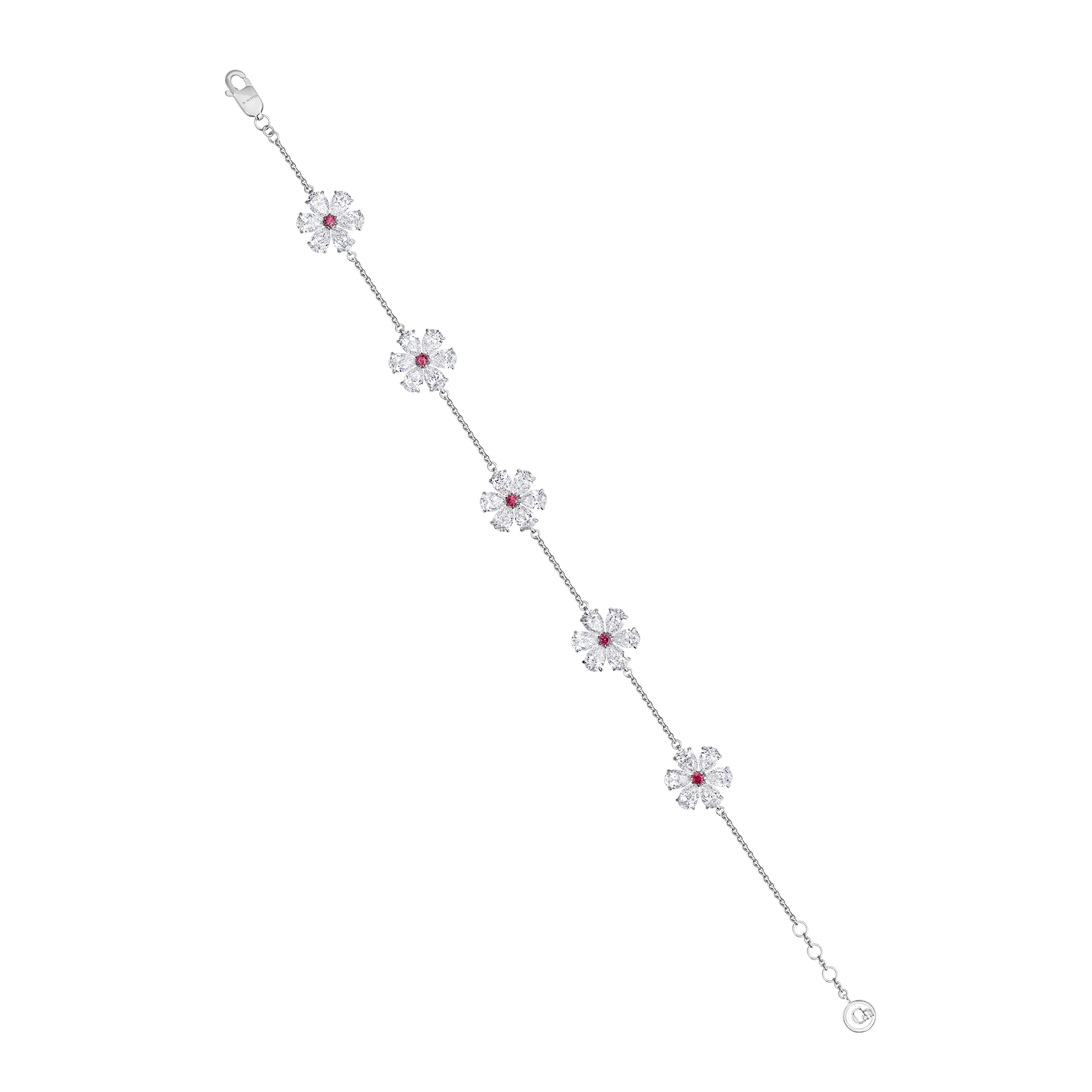 Браслет с рубинами и бриллиантами, белое золото