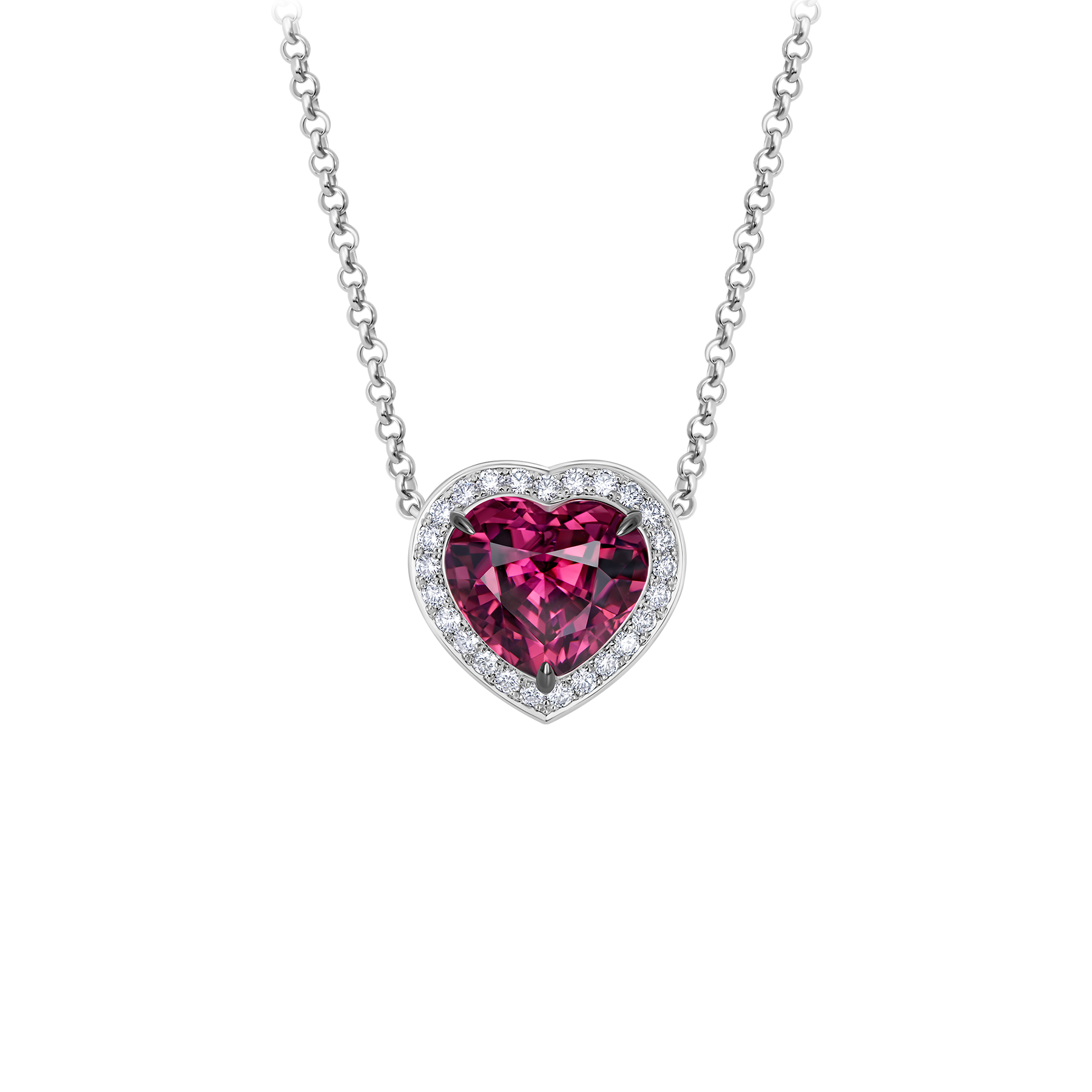 Колье с турмалином рубеллитом и бриллиантами, белое золото