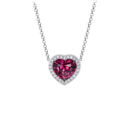 Колье с турмалином рубеллитом и бриллиантами, белое золото 1