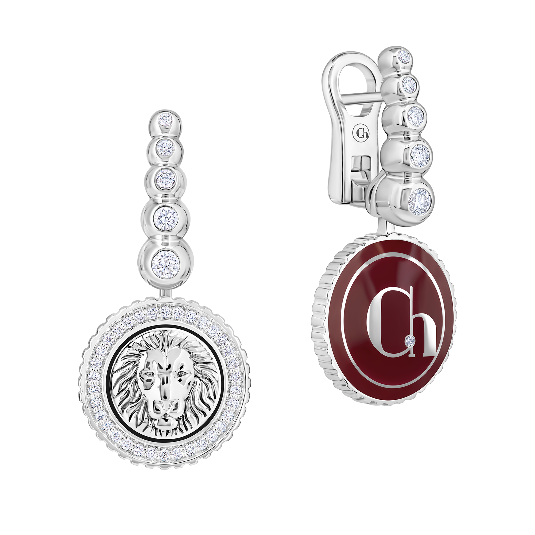 Серьги с бриллиантами, белое золото, нанокерамика