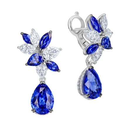 Серьги с сапфирами и бриллиантами, белое золото 1