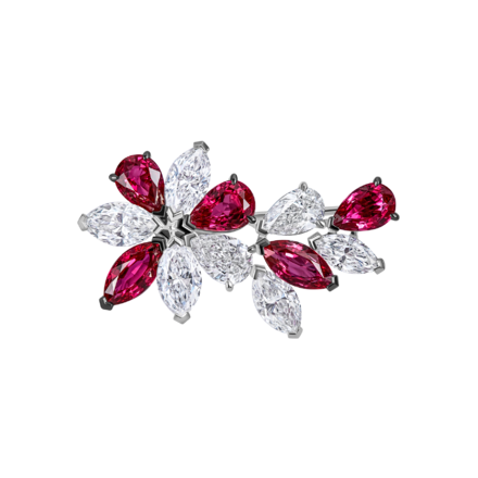 Брошь с рубинами и бриллиантами, белое золото 1