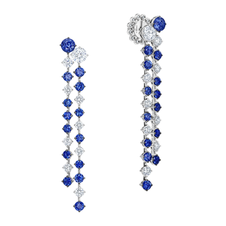 Пусеты с сапфирами и бриллиантами, белое золото 1