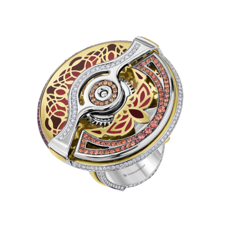 Кольцо с бриллиантами и цветными сапфирами, белое золото, н.керамика 1