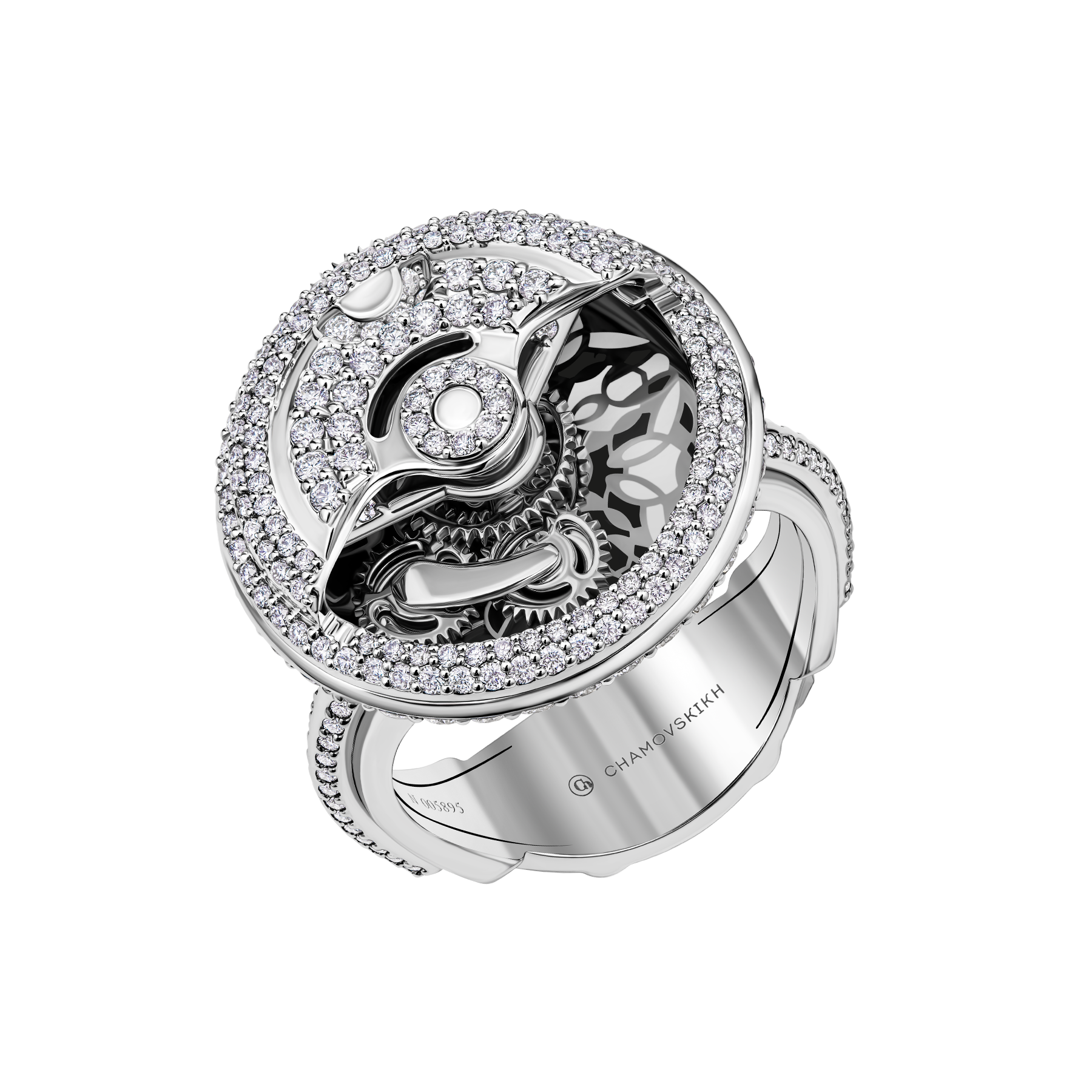 Кольцо с бриллиантами, белое золото