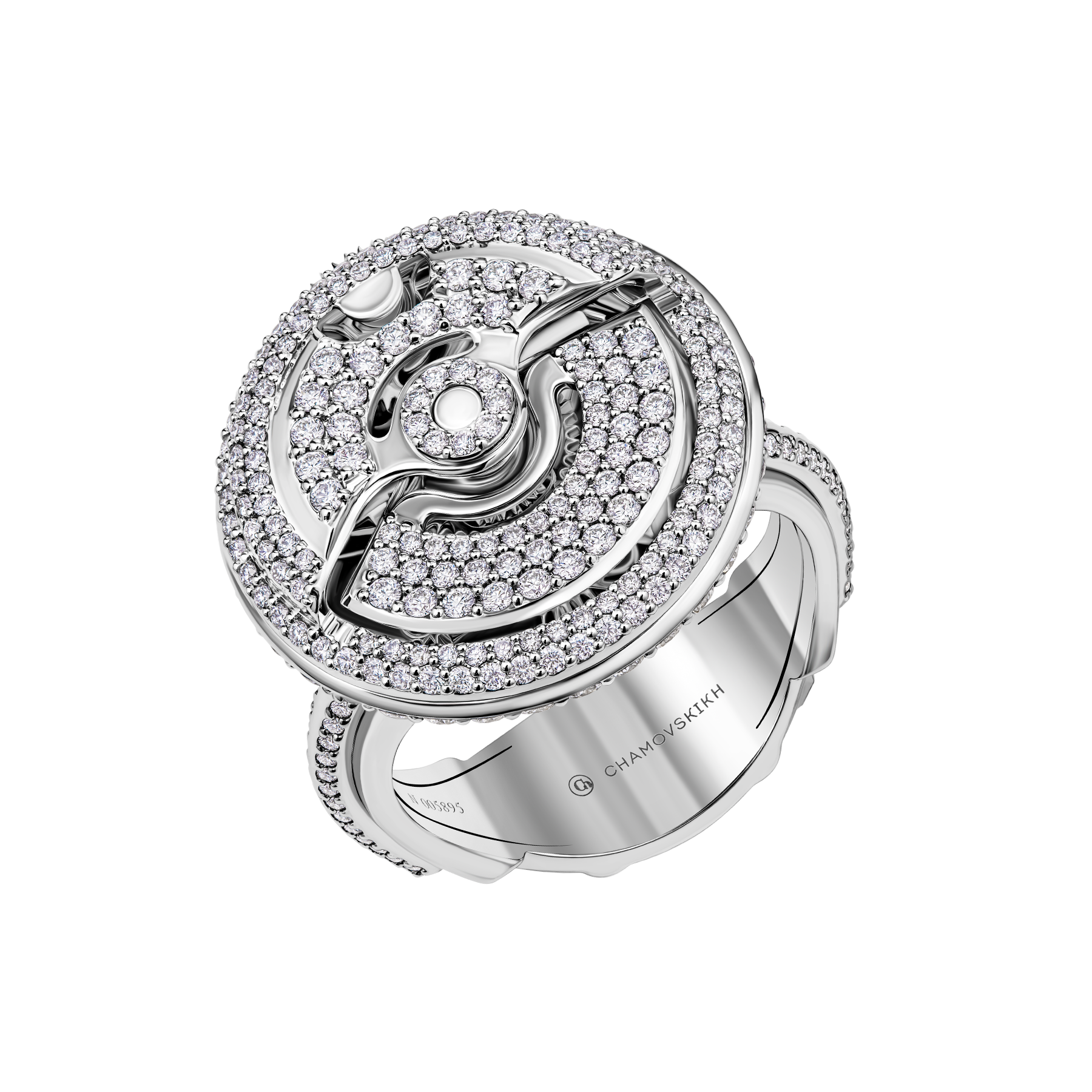 Кольцо с бриллиантами, белое золото