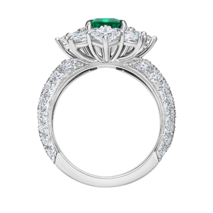 Кольцо с изумрудом и бриллиантами, белое золото 3