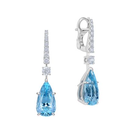Серьги с аквамаринами и бриллиантами, белое золото 1