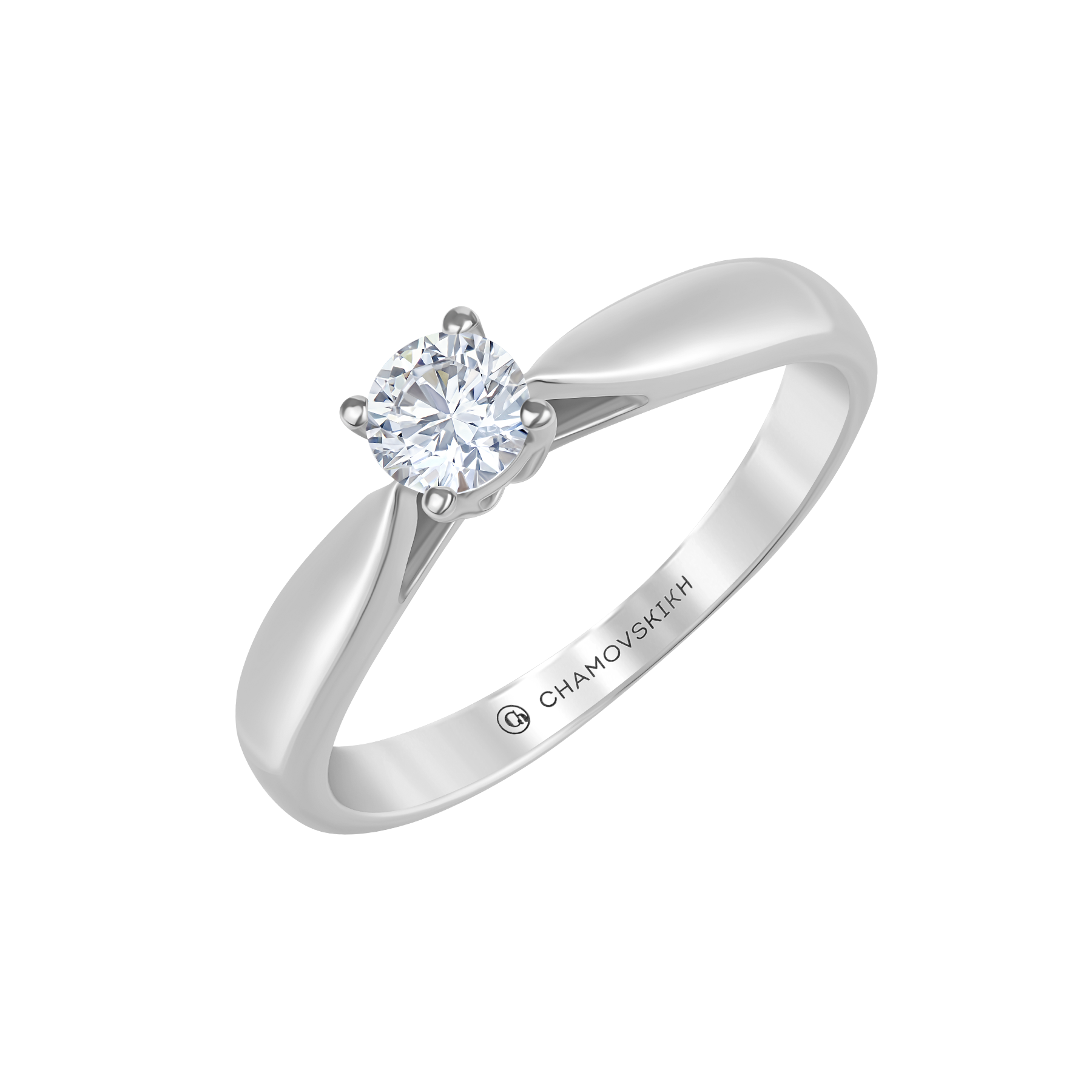 Кольцо с бриллиантом, белое золото