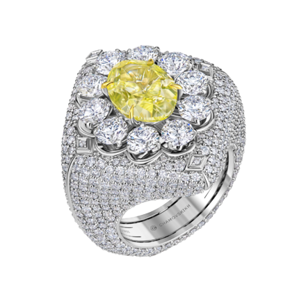 Кольцо с бриллиантами, белое золото 1