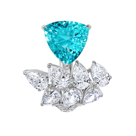 Кольцо с турмалином параиба и бриллиантами, белое золото 2