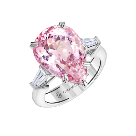 Кольцо с морганитом и бриллиантами, белое золото 1