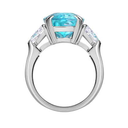 Кольцо с турмалином параибой и бриллиантами, белое золото 3