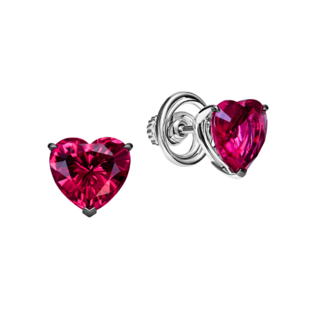 Пусеты с турмалинами рубеллитами, белое золото 1