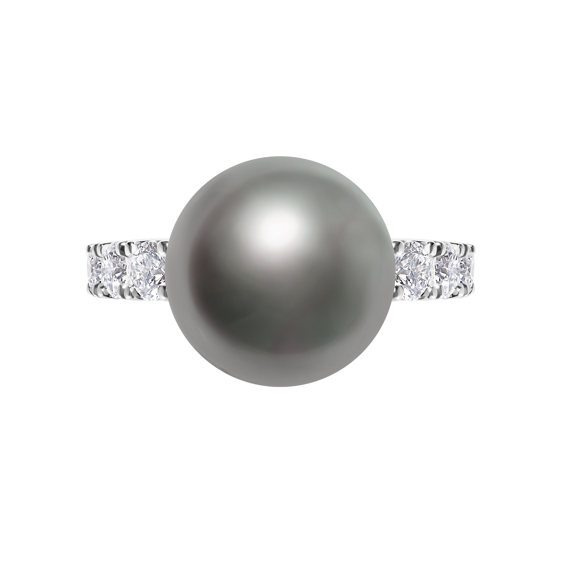 Кольцо с бриллиантами и жемчугом, белое золото