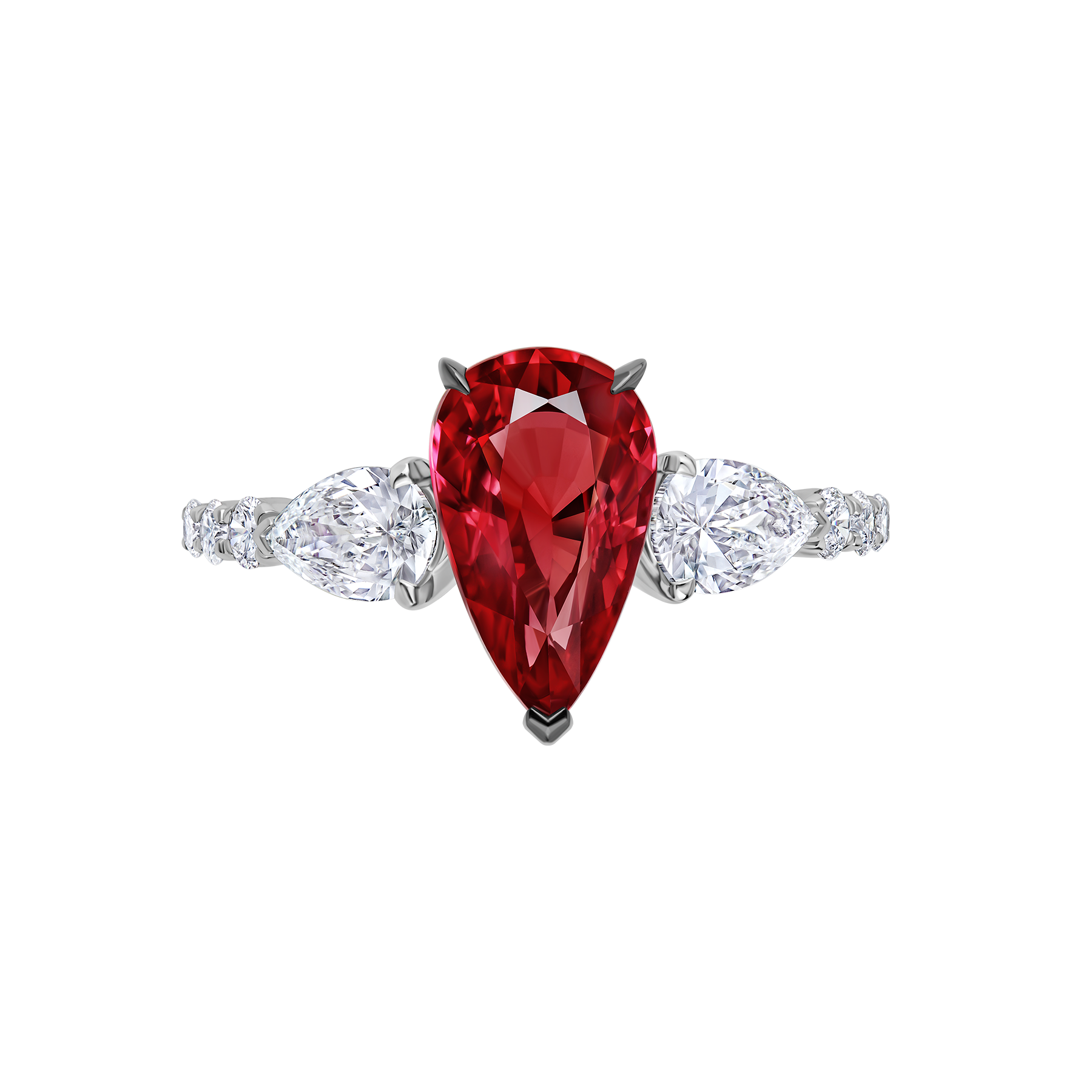Кольцо с рубином и бриллиантами, белое золото