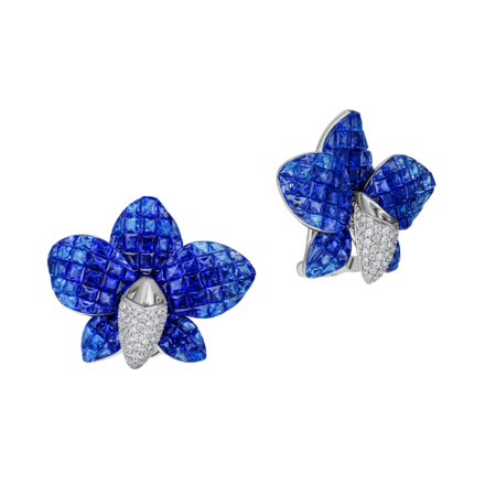 Серьги с сапфирами и бриллиантами, белое золото 1