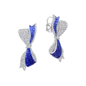 Пусеты с сапфирами и бриллиантами, белое золото