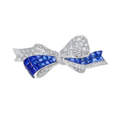 Кольцо с сапфирами и бриллиантами, белое золото