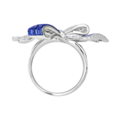 Кольцо с сапфирами и бриллиантами, белое золото