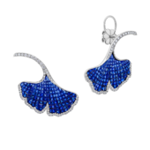 Серьги с сапфирами и бриллиантами, белое золото