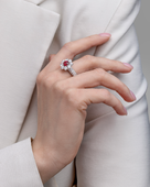 Кольцо с рубином и бриллиантами, белое золото