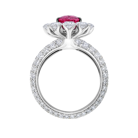 Кольцо с турмалином рубеллитом и бриллиантами, белое золото 5