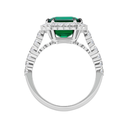 Кольцо с изумрудом и бриллиантами, белое золото 2