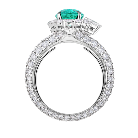 Кольцо с изумрудом и бриллиантами, белое золото 3