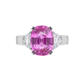 Кольцо с розовым сапфиром и бриллиантами, белое золото