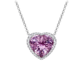 Колье с кунцитом и бриллиантами, белое золото