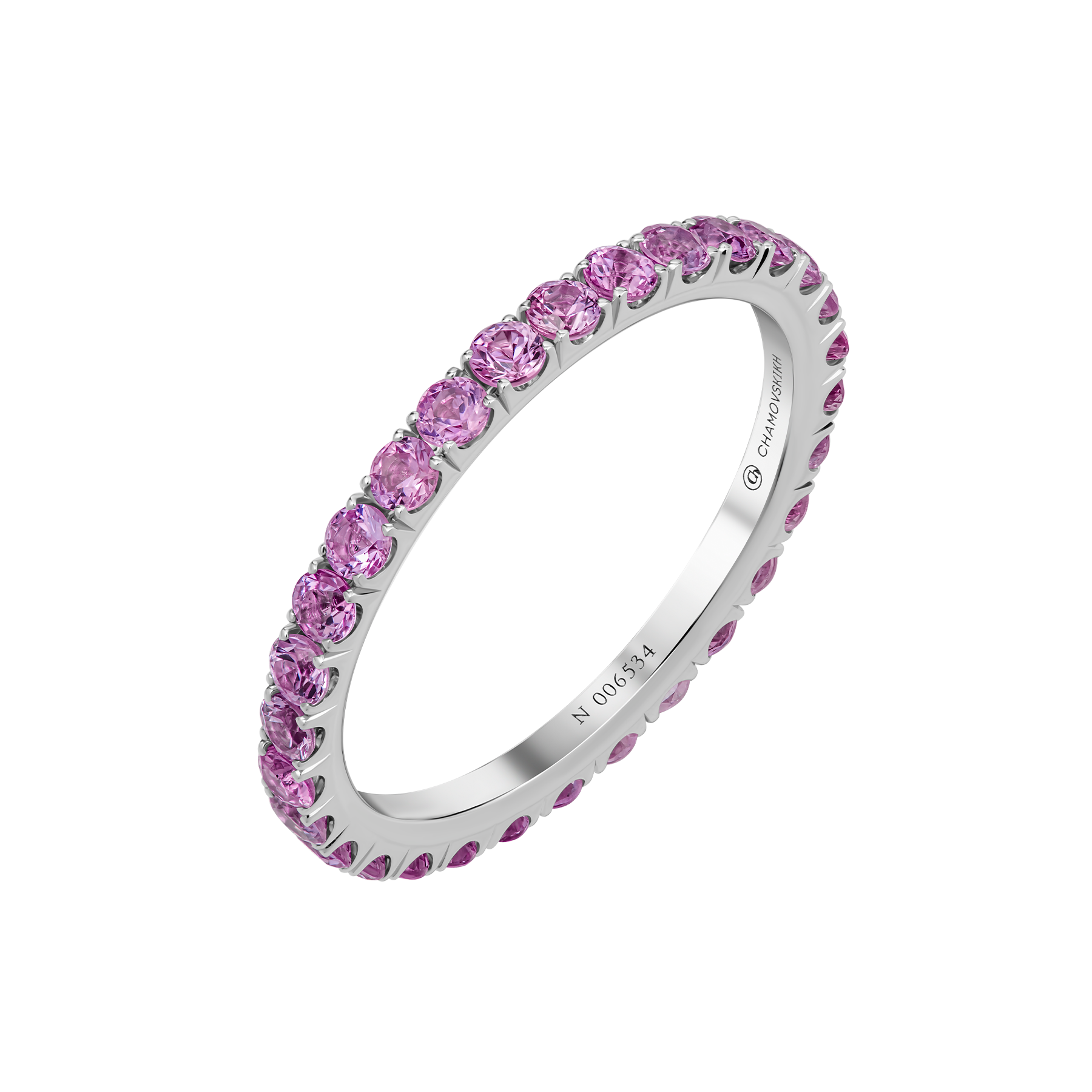 Кольцо с розовыми сапфирами, белое золото