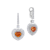 Серьги со спессартинами и бриллиантами, белое золото