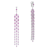 Серьги с розовыми сапфирами и бриллиантами, белое золото