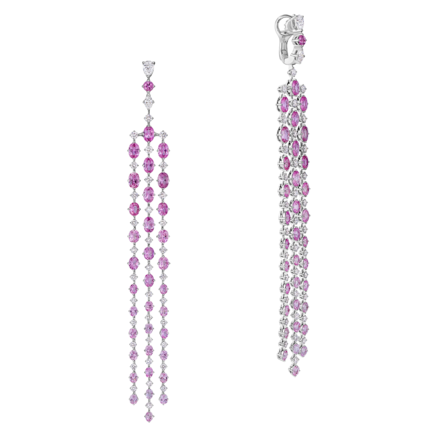 Серьги с розовыми сапфирами и бриллиантами, белое золото 1