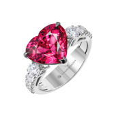 Кольцо с рубеллитом и бриллиантами, белое золото