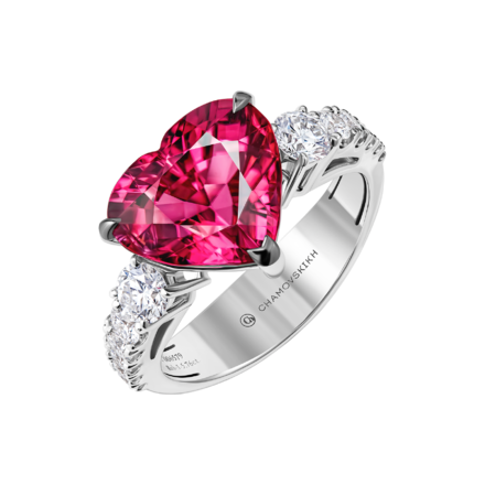 Кольцо с рубеллитом и бриллиантами, белое золото 1