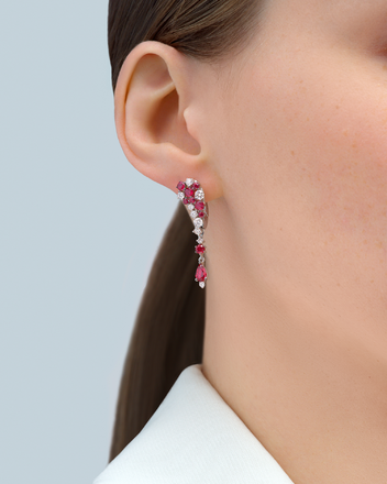 Серьги с рубинами и бриллиантами, белое золото 2